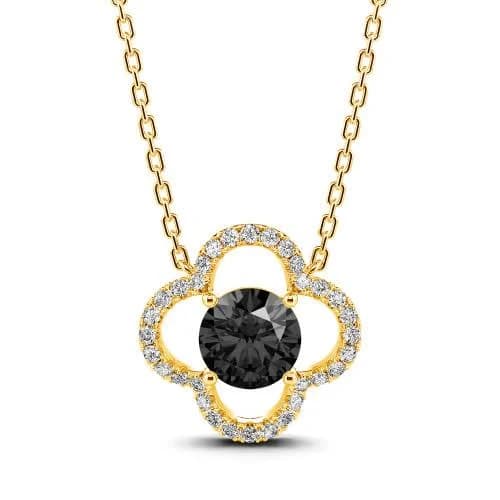 Jeulia Four Leaf Clover Round Cut Necklace Gold