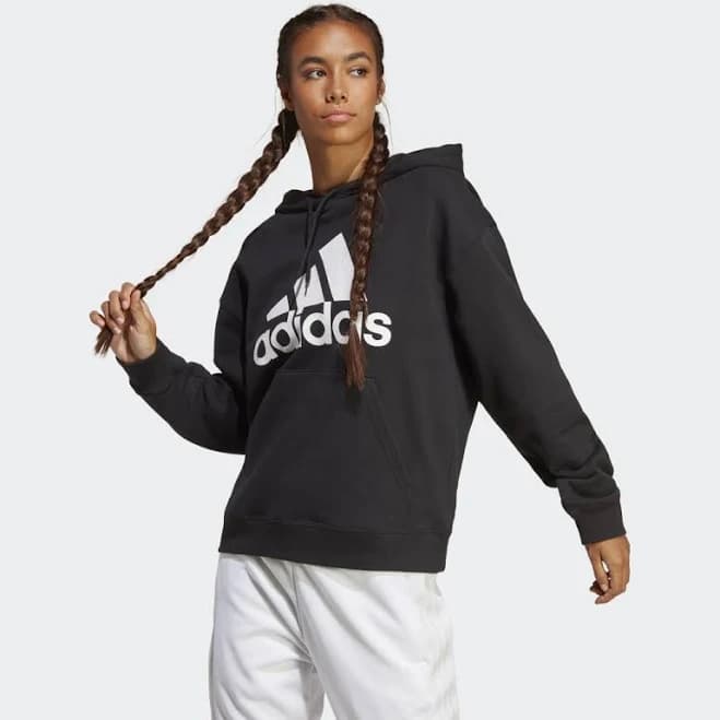 adidas Big Logo Oversized French Terry Hoodie Asia Sizing 'Black' HR4934 US