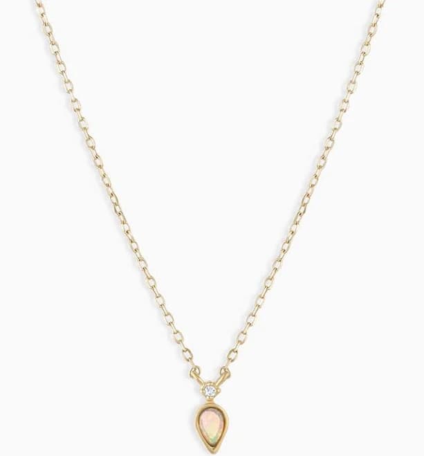 Gorjana 14K Solid Gold Diamond and Opal Necklace