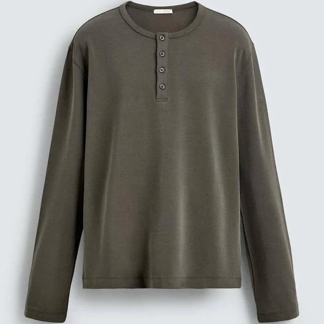 Zara Men's Soft Henley Shirt