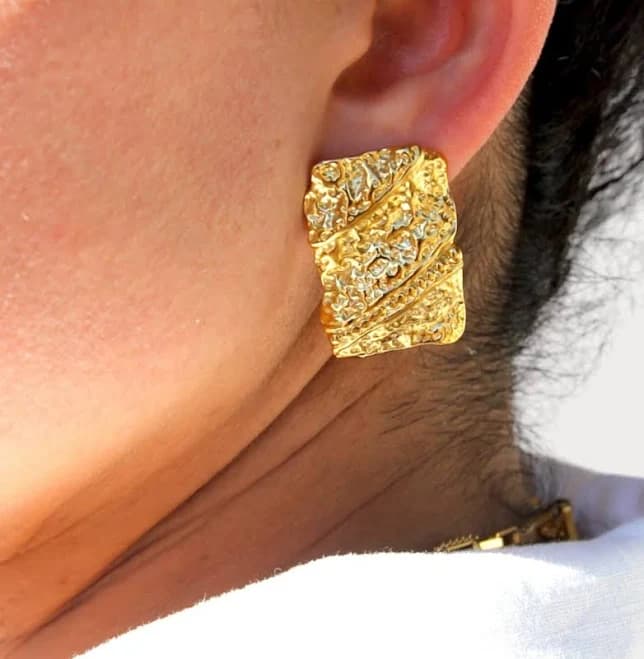 18K Gold Plated Chunky Stud Earrings