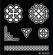 Wall Mural Celtic knots patterns in white on black background