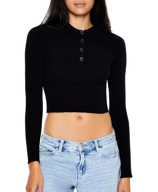 Ribbed Knit Cropped Sweater