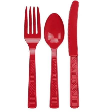 Disposable Red Combo Cutlery Set 48CT
