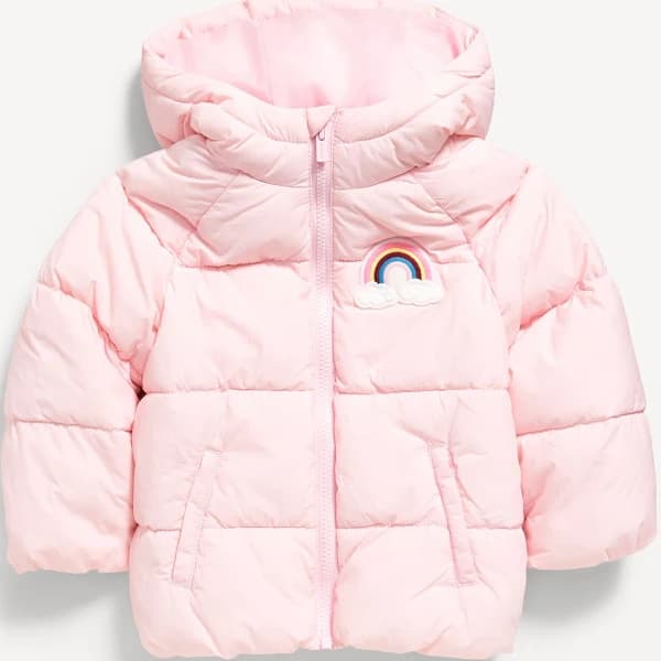 Girls and Toddlers' Lightweight Water-Resistant Packable Hooded Puffer Jacket