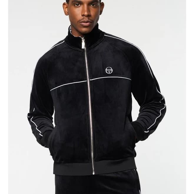 Sergio Tacchini Lioni Velour Track Jacket in Black Beauty at Nordstrom, Size Xxx-Large