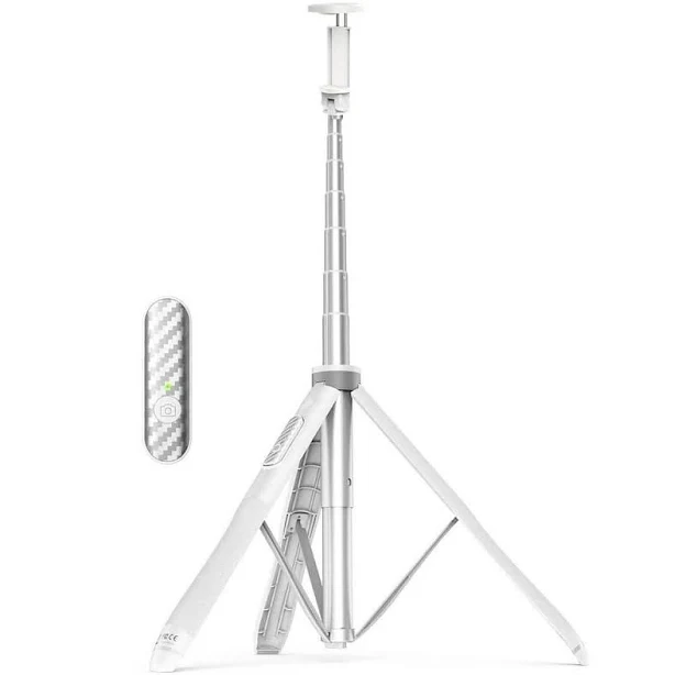 OBJLGEV 51 Selfie Stick Tripod Extendable Phone Stand with Bluetooth Remote 360° Rotation for iPhone Android Vlogging White