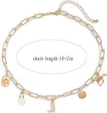 WETMT Chunky Gold Charm Necklace for Women Pearl Coin Charm Necklace Horse Cowboy Boot Hat Necklace Paperclip Adjustable Charm Necklace Gold Elegant Jewelry: Buy Online at Best Price in UAE - Amazon.ae