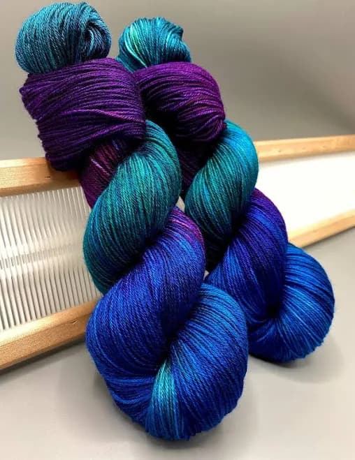 Nebula Hand Dyed Yarn: Blue Purple Variegated Wool