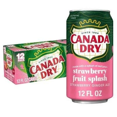 Canada Dry Strawberry Fruit Splash Ginger Ale Cans