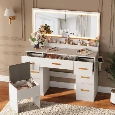 Makeup Vanity Desk with Large Mirror