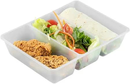 50 Pack 40 oz 3-Compartment Take Out Box Inserts