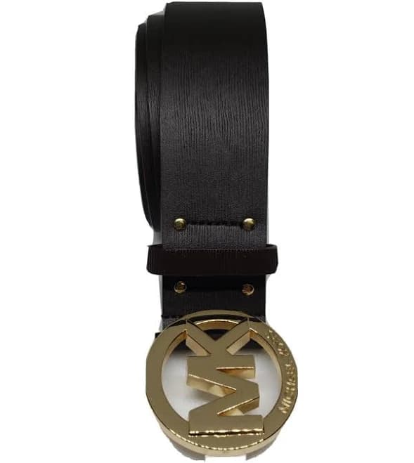 Michael Kors Women's Belt Large Circle Gold Logo Genuine Leather Mk