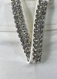 Gianni Versace Sz 44 / 8 Spring Summer 2005 White Rhinestone Bermuda Capri Pants For Sale at 1stDibs | white rhinestone pants, versace white pants