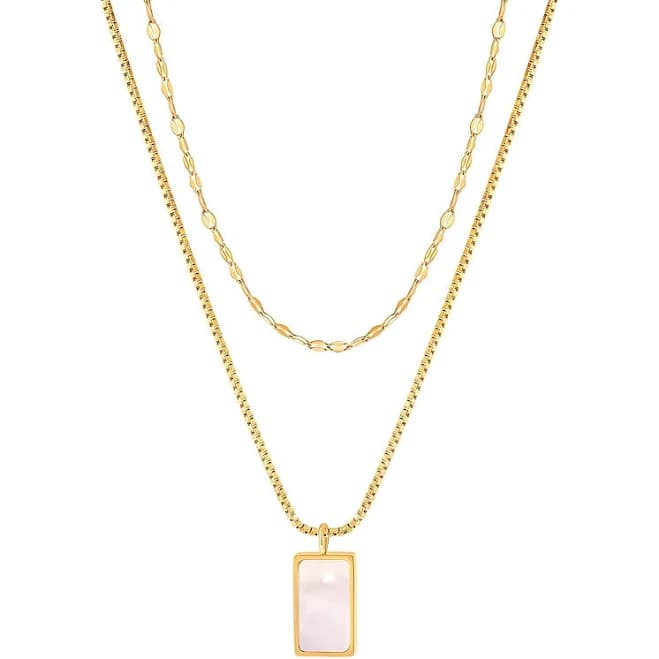 Layered Milk Dip Pendant Necklace