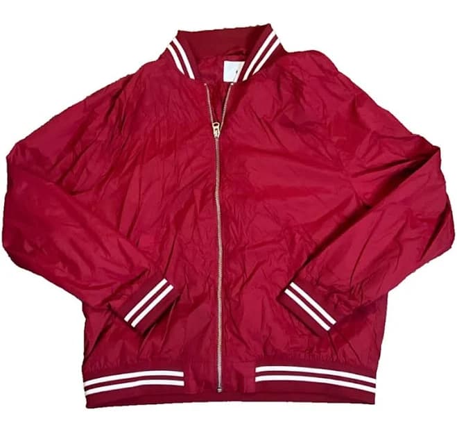 H & M Track Jacket Red Men's Retro White Stripe Knit Long Sleeve Large