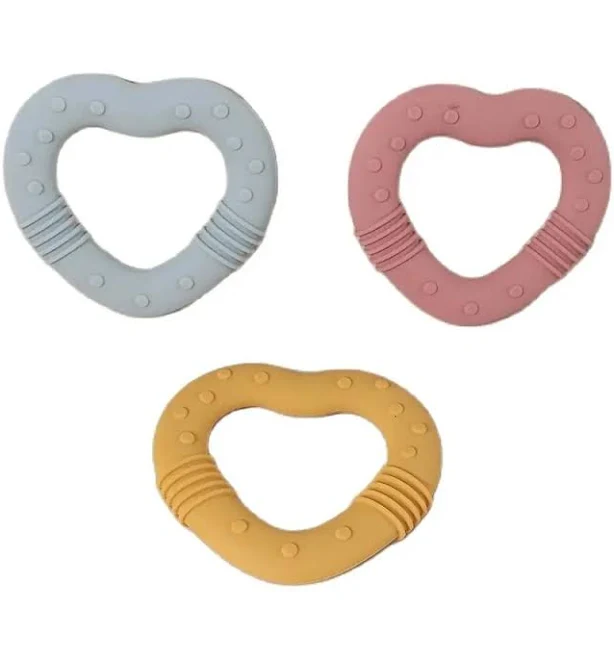 2025 baby teether heart shaped love teething toy chewing simulation BPA free training nursing