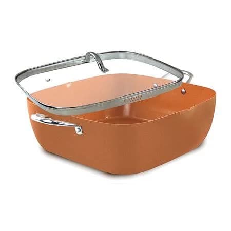 Grand Innovation 2 Pcs 12" Copper Square Pan Set