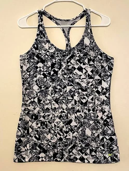 Women's Nike Dri-fit Black/white Geometric Pattern Racerback Tank Top