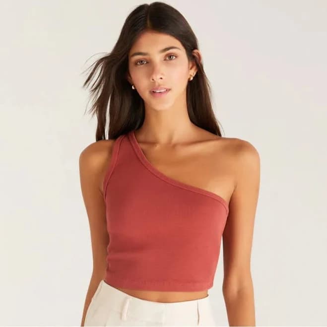 Z Supply Women's Toni One Shoulder Rib Tank Top