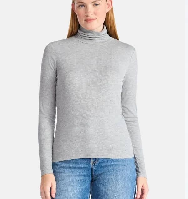 Time and Tru Women's Ribbed Turtleneck with Long Sleeves
