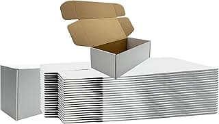12x6x4 inches Shipping Boxes Set of 20, White Cardboard Box Kraft Corrugated Mailer Box，Boxes for Shipping E-commerce Packaging, Holidays Gift and Small Business Giving Literature Mailing