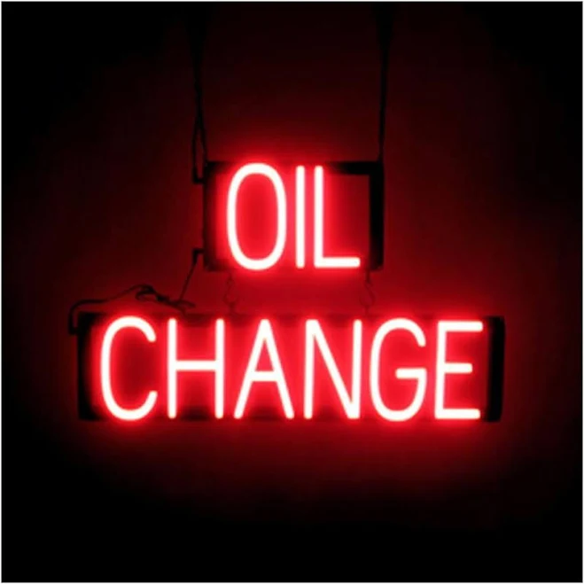 SpellBrite LED Oil Change Sign in Red, Business Signs with Neon Look