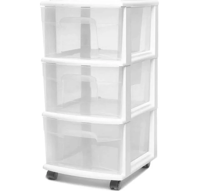 Homz 3 Drawer Plastic Medium Storage Container Tower