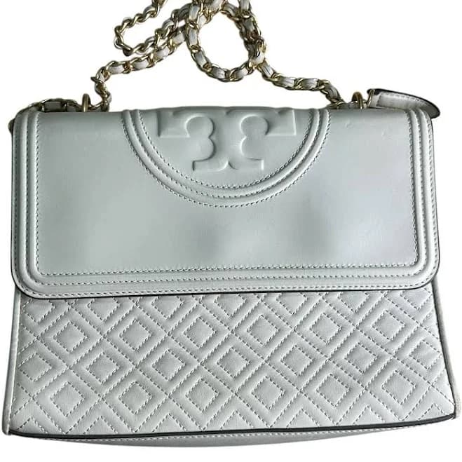 Tory Burch Fleming Cream Quilted Gold Chain Handbag Shoulder Bag