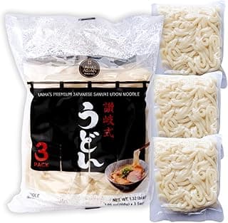 Unha’s Japanese Sanuki Fresh Udon Noodles, Jumbo Chewy Noodles, No Soup Included, Quick and Easy, 22 oz (200g × 3 Packs) Pack of 1
