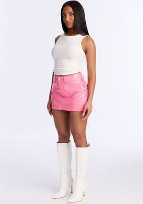 Fashion Nova Brienne Washed Faux Leather Mini Skirt