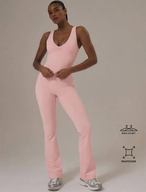 MUSERA Baby Neck Yoga Set Women's Gym Clothes Activewear Workout Sets Fitness Wear Slim Fit Longline Cami Top Flared Pants
