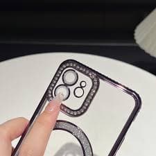 Amazon.com: Caseative for iPhone 12 Case,Glitter Bling Clear Magnetic Compatible with MagSafe Wireless Charging (Black) : Cell Phones & Accessories