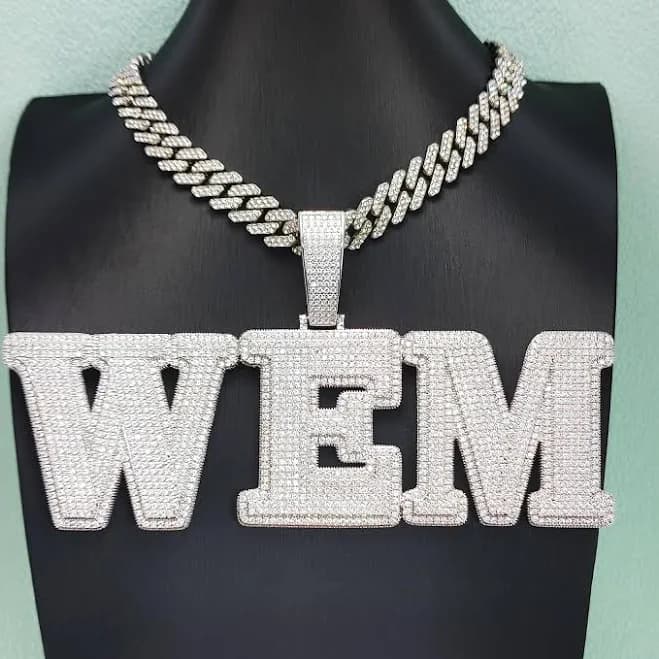 Custom Iced Out CZ Diamond Initial Necklace