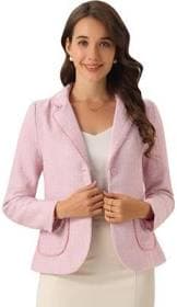 Inspire Chic Women's Notch Lapel Long Sleeve Button Blazer