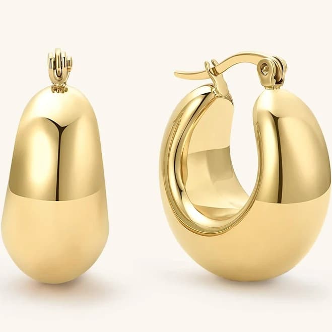 18K Gold Chunky Hoop Earrings
