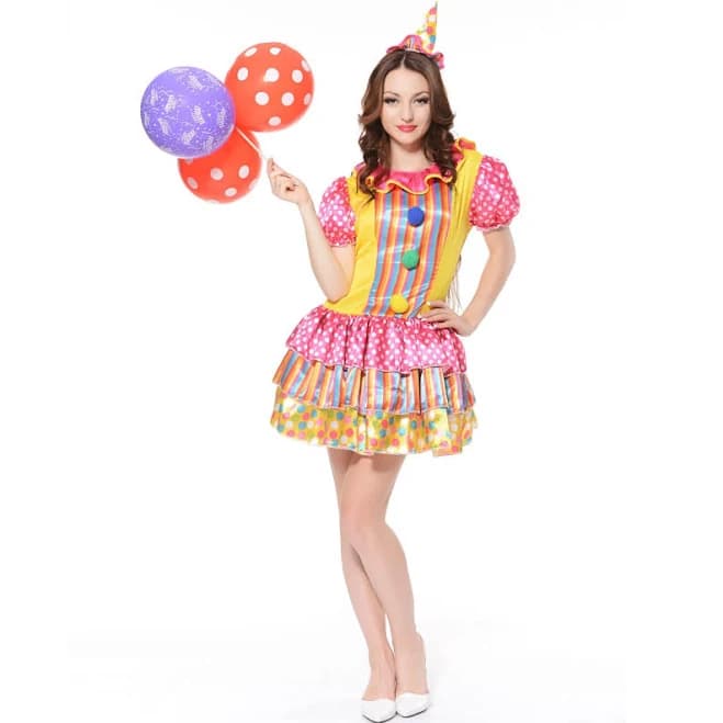 Women's Color Circus Clown Costume