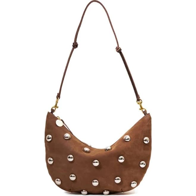 Clare V. Lune Studded Nubuck Shoulder Bag