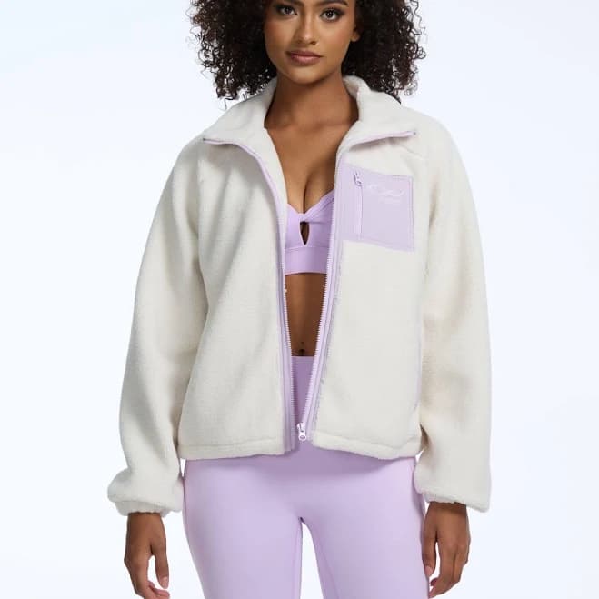 Lamb Fleece Stand Collar Zip-Up Loose-Fit Jacket