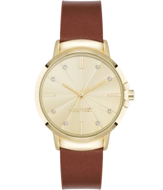 Nine West Women's Quartz Premier Watch with Faux Leather Band