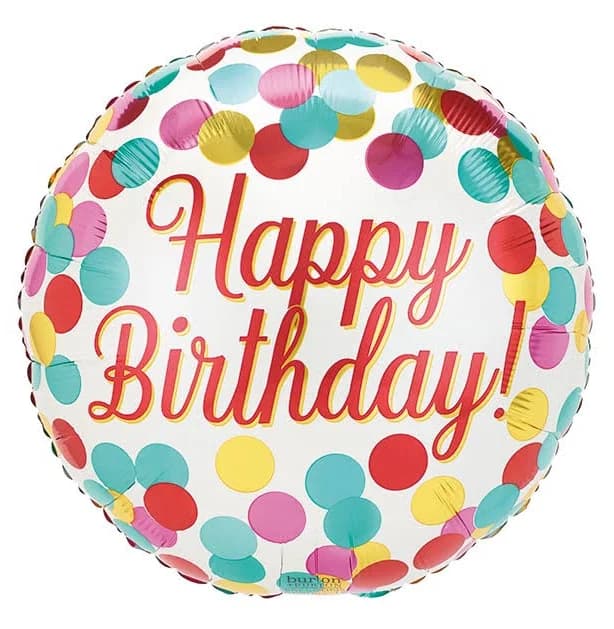 17"PKG Happy Birthday Polka Dots Balloon