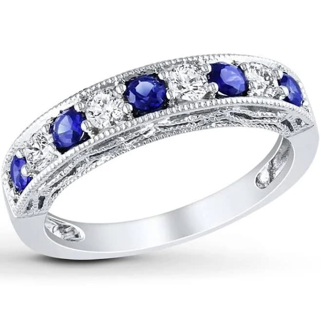 Stella Grace Sterling Silver Lab-Created Blue and White Sapphire Stack Ring
