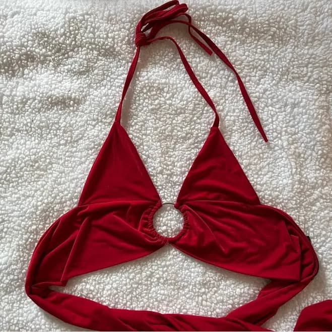 Prettylittlething Tops | Prettylittlething Red Tie Back Cropped Ring Tank Top | Color: Red | Size: 2 | Andi_Wynkoop's Closet