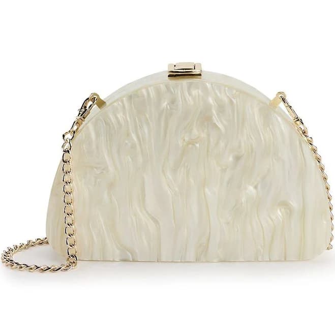 LC Lauren Conrad Noor Half Moon Clutch Bag, Ivory