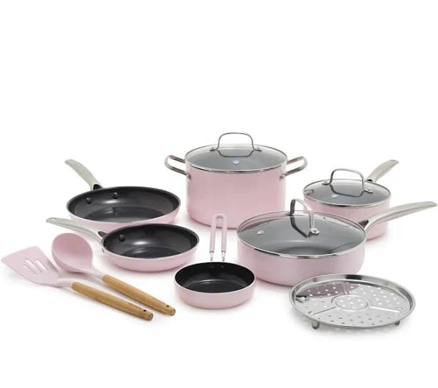 Blue Diamond Pink Diamond 12-Piece Pots and Pans Cookware Set