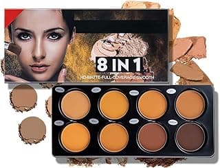 Matte 8 Color Ttimming Makeup Palette, Powder Contour Palette, Cosmetics Contour and Highlighting Powder Foundation Palette, Contour & Bronzer, Light to Medium, Vegan & Cruelty-Free