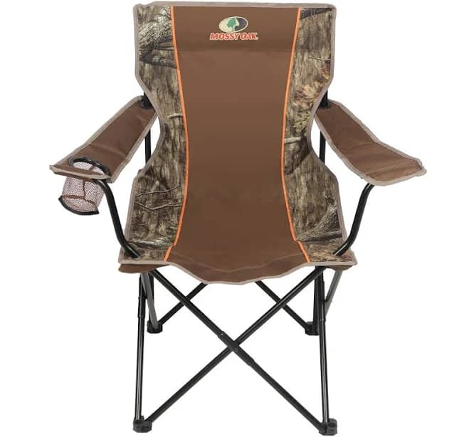 Mossy Oak Soft Arm Camo Quad Camp Chair with Cupholder