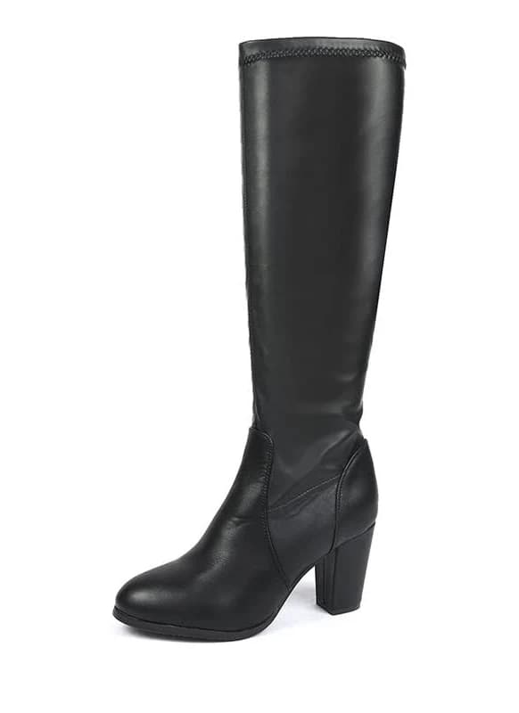 Knee High Round Toe Chunky Heel Boots