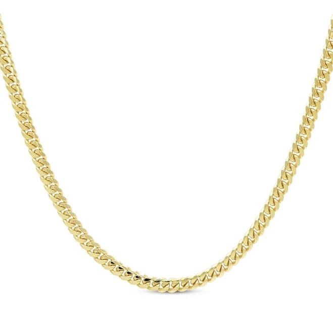 3.3mm Cuban Curb Chain Necklace Solid 10K Yellow