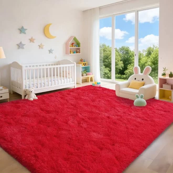 Ebern Designs Red Shag Area Rugs